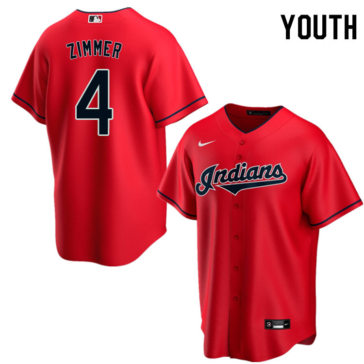 Nike Youth #4 Bradley Zimmer Cleveland Indians Baseball Jerseys Sale-Red